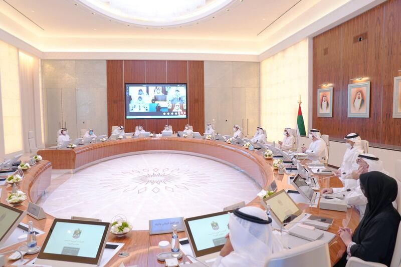 The UAE Cabinet meets at Qasr Al Watan in Abu Dhabi on Tuesday. Courtesy: Dubai Media Office