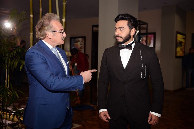 Tamer Hosny, right, plays Hossam Al Khedawi. Courtesy Traccs UAE