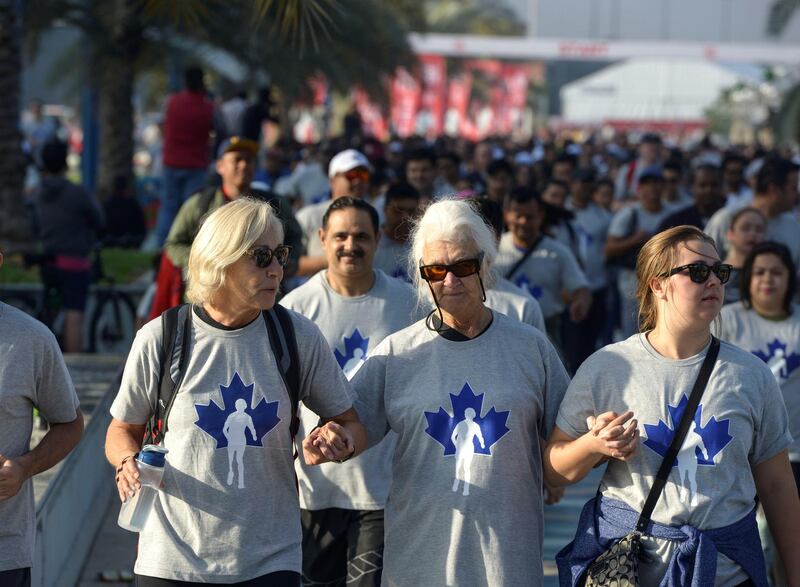 Abu Dhabi, United Arab Emirates - Several people came out to take part and show their support for the Terry Fox run at the Corniche on January 19, 2018. (Khushnum Bhandari/ The National)
