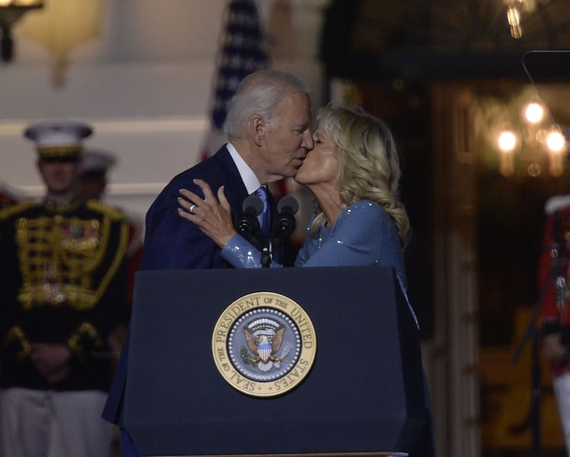 Joe Biden and his wife Jill are not shy about demonstrating affection in public. Bloomberg 
