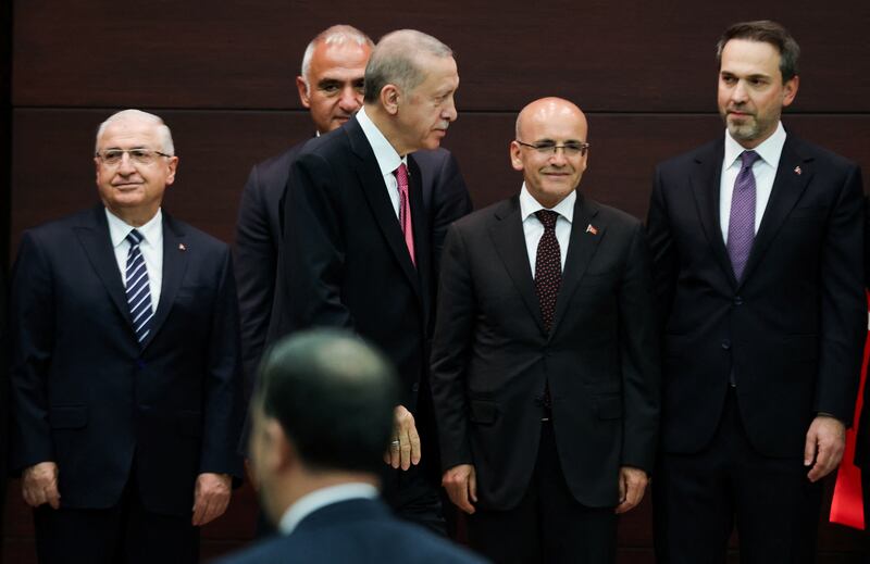 Turkish President Recep Tayyip Erdogan during a press conference in Ankara, where the new cabinet was announced on Saturday. Reuters