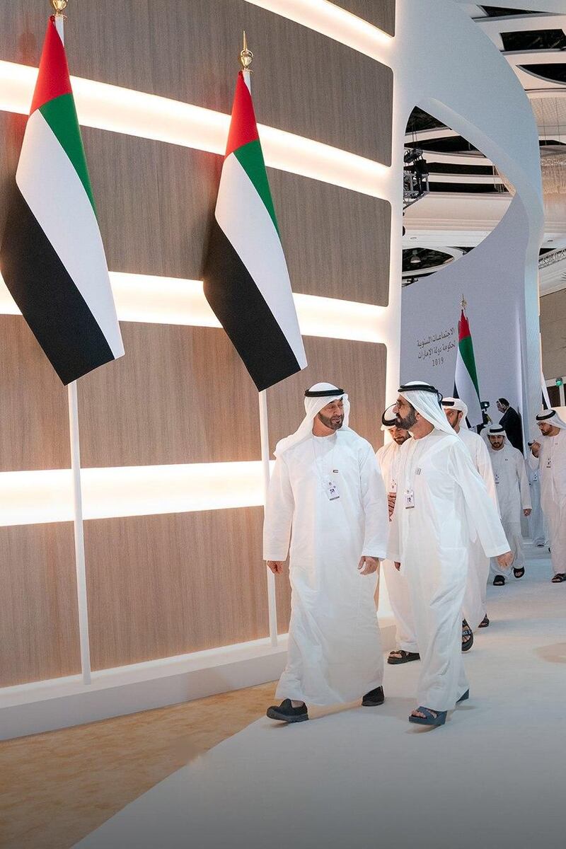 Sheikh Mohammed bin Rashid, Vice President and Ruler of Dubai, and Sheikh Mohamed bin Zayed, Crown Prince of Abu Dhabi and Deputy Supreme Commander of the UAE Armed Forces. Ministry of Presidential Affairs