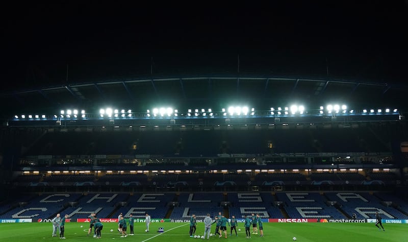 A general view of Ajax's training session at Stamford Bridge. PA