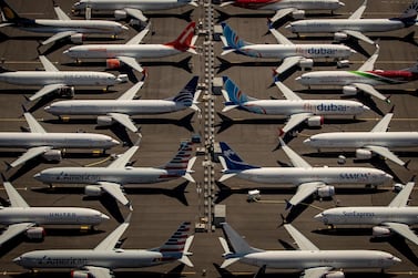 An aerial view of Boeing 737 Max 8 aircraft sitting parked at Boeing Field in Seattle, Washington. EPA 