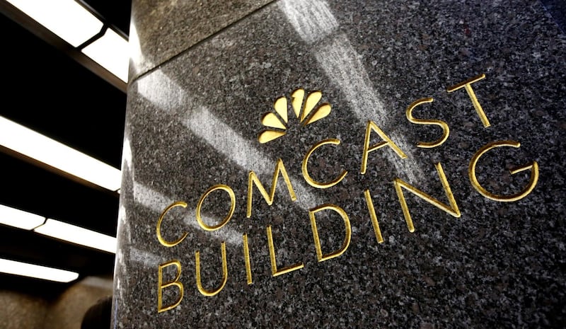 epa06568600 (FILE) - A view of a sign on the Comcast Building in New York, New York, USA, on 03 February 2016 (re-issued 27 February 2018). Reports on 27 February 2018 state Comcast has made a bid valued at 31 billion USD for Sky that provides various services from TV to internet connection to some 23 million clients in Europe.  EPA/JUSTIN LANE