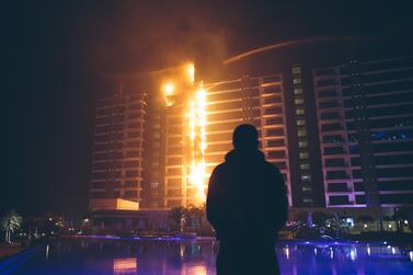 The fire at the Adriatic building in the Oceana complex on the Palm Jumeirah in Dubai. Photo courtesy: Gary Barnett