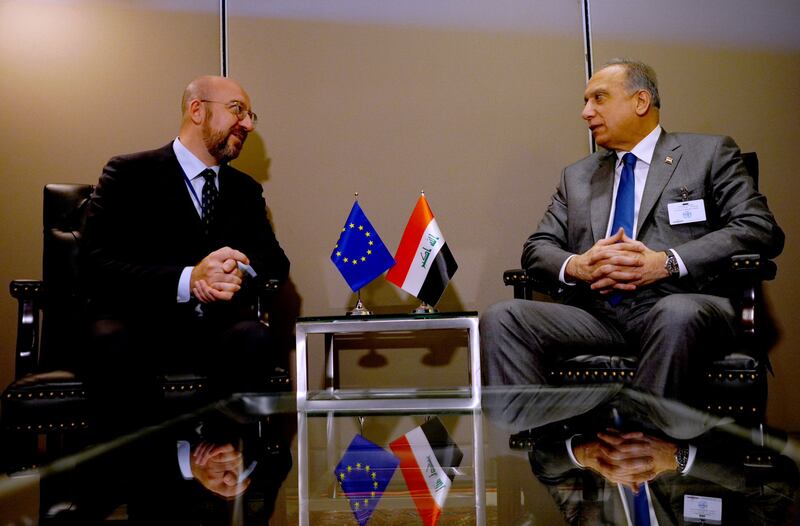 Mr Al Kadhimi meets Charles Michel, President of the European Council. 