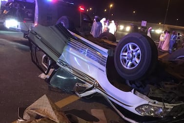 Four young people were killed and three others injured in a crash in Ras Al Khaimah. Courtesy RAK Police