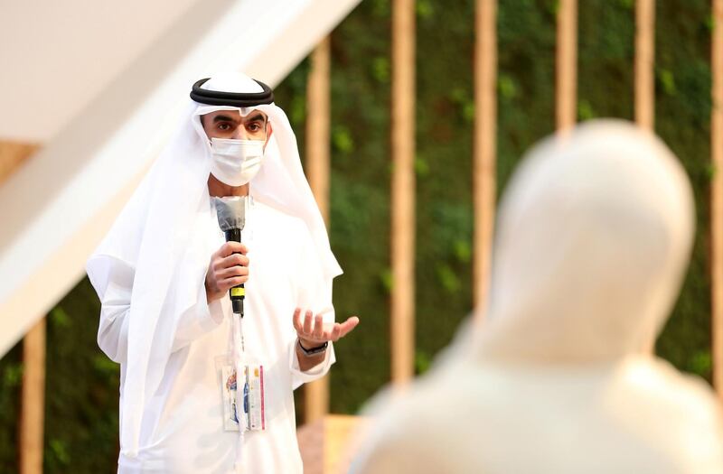 DUBAI, UNITED ARAB EMIRATES, December 7 – Younus Al Nasser, Assistant Director General of Smart Dubai, CEO of the Dubai Data Establishment speaking during the launch of the ‘Future of Work’ report at the Smart Dubai Pavilion on the second day of GITEX Technology Week held at Dubai World Trade Centre in Dubai. (Pawan Singh / The National) For News/Online. Story by Kelly 