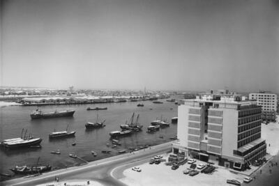 The Carlton Hotel on the banks of the Creek in Dubai, circa 1978. Getty Images