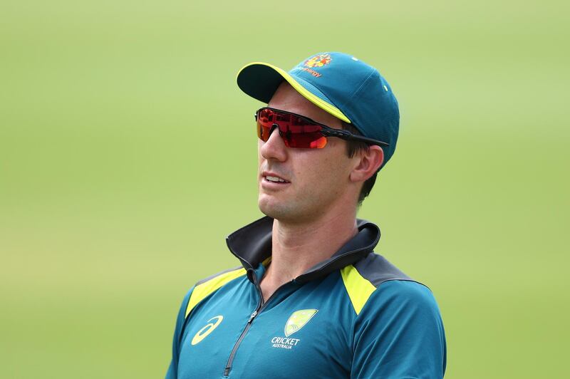 BRISBANE, AUSTRALIA - NOVEMBER 18: Pat Cummins of Australia looks on during a training session ahead of the first test between Australia and Pakistan at the BUPA National Cricket Centre on November 18, 2019 in Brisbane, Australia. (Photo by Chris Hyde/Getty Images)