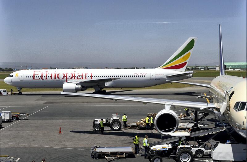 An Ethiopian Boeing 737 flight leaves the hanger in Nairobi on January 26, 2010. The crash of an Ethiopian Airlines jet, in which 90 people are feared dead on January 25, 2010, comes as a blow to a company considered the jewel of Ethiopia's industry and tipped for exponential growth. AFP PHOTO/SIMON MAINA (Photo by SIMON MAINA / AFP)