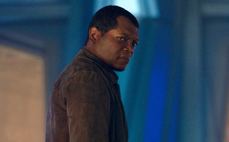 This image released by Disney-Marvel shows Samuel L. Jackson as a younger Nick Fury in a scene from "Captain Marvel. New digital de-aging techniques have shaved decades from Jackson's face. (Disney/Marvel Studios via AP)