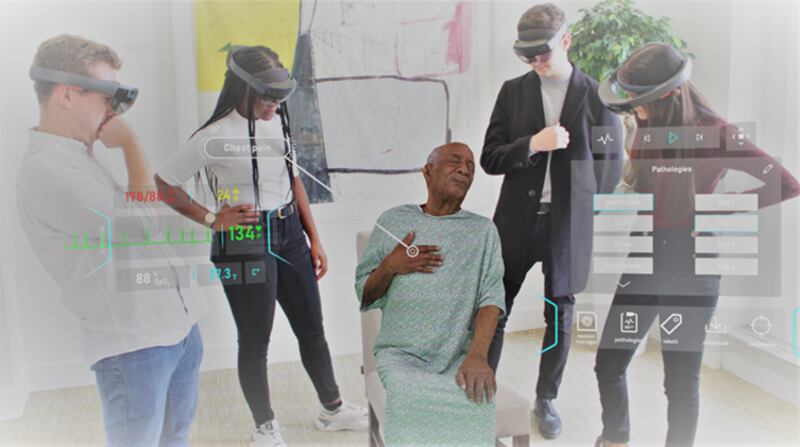 The latest in mixed-reality holographic patients being used by medical students at Addenbrooke's Hospital in Cambridge. Photo: Cambridge University Hospitals NHS Foundation Trust / PA