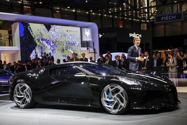 Stephan Winkelmann, chief executive officer of Bugatti, introduces the La Voiture Noire, an ultra luxury supercar priced at €11m to mark the carmaker's 110th anniversary. Stefan Wermuth / Bloomberg