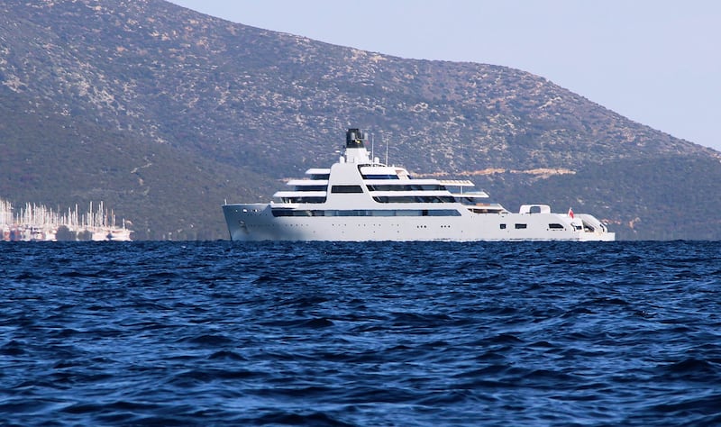 The luxury yacht 'Solaris' near the Aegean coastal resort of Bodrum in Turkey. AP