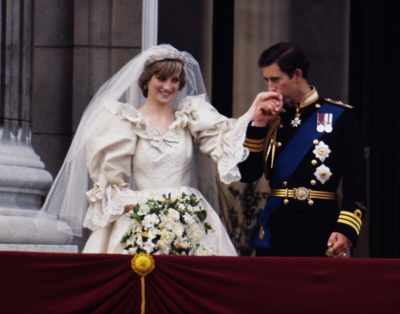 Prince Charles and Diana on the balcony of Buckingham Palace on their wedding day in 1981 