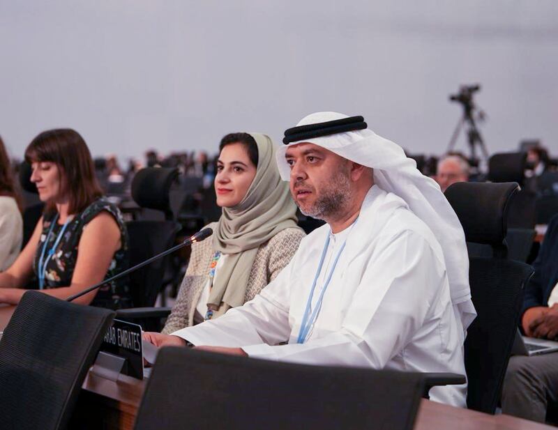 Majid Al Suwaidi, director general of the Cop28 UN climate talks to be held in Dubai next year, at Cop27 in Egypt on Thursday. Photo: Office of the UAE Special Envoy for Climate Change