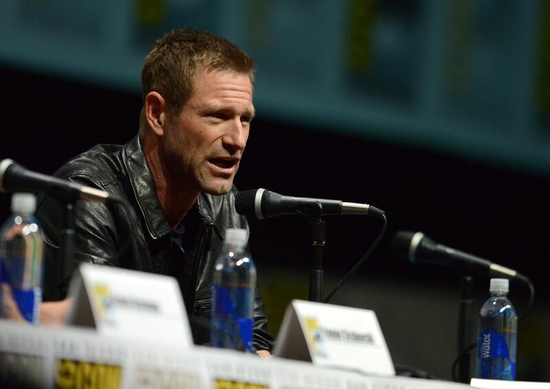 Aaron Eckhart attends the "I, Frankenstein" panel on Day 4 of Comic-Con International on Saturday, July 20, 2013 in San Diego. (Photo by Jordan Strauss/Invision/AP) *** Local Caption ***  2013 Comic-Con - I Frankenstein Panel.JPEG-0dc4b.jpg