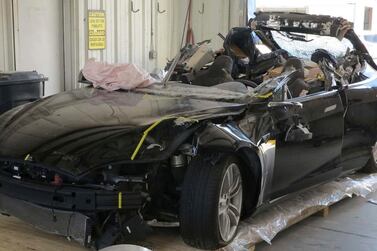 A Tesla involved in a Florida. Consumer faith in driverless vehicles has plunged. NTSB via AP
