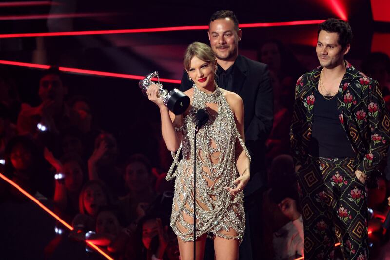 Taylor Swift accepts the Video of the Year award for 'All Too Well (10 Minute Version) (Taylor's Version)' at the 2022 MTV VMAs at Prudential Centre in Newark, New Jersey. AFP
