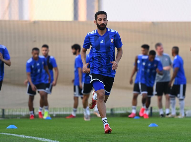 Abdullah Al Naqbi runs during a UAE training session.