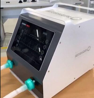 A screengrab from Dubai Future Foundation's video showing the new ventilator. Courtesy Dubai Future Foundation