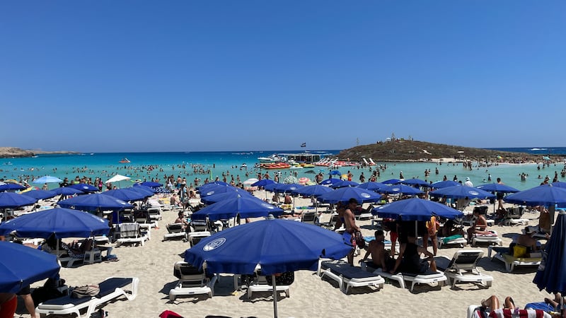 Nissi Beach in the resort town of Ayia Napa on the south-east coast of Cyprus. All photos: AFP