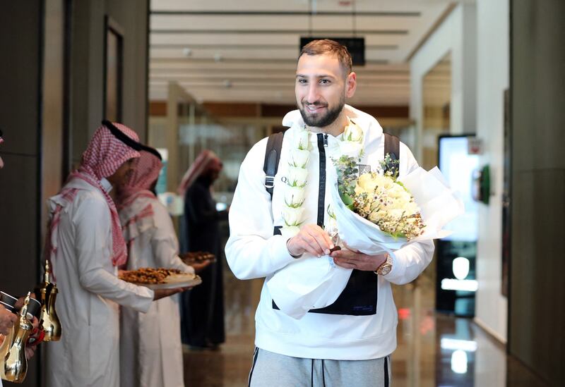 PSG's Gianluigi Donnarumma after arriving in Saudi Arabia. Reuters