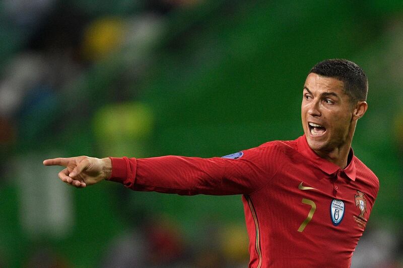 Cristiano Ronaldo in action for Portugal against Spain. Getty