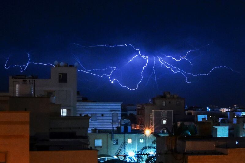 Lightning strikes over Kuwait City during a thunderstorm. AFP