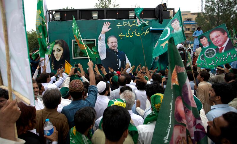 A huge convoy of deposed Prime Minister Nawaz Sharif leaves Islamabad, Pakistan, Wednesday, Aug. 9, 2017. Sharif kick-started his mass contact campaign Wednesday in a move aimed at demonstrating his political strength by leading a rally from the capital to his home city of Lahore, ignoring security threats. (AP Photo/B.K. Bangash)