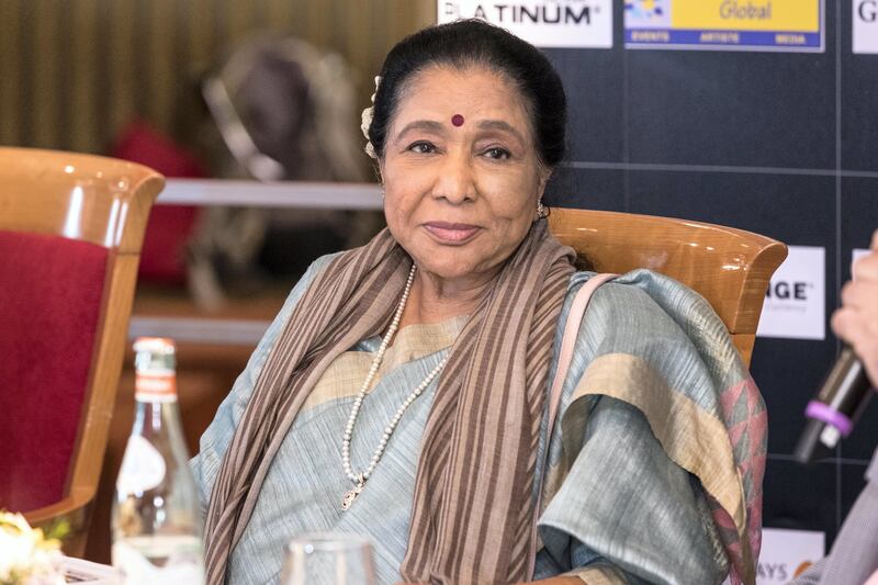 DUBAI, UNITED ARAB EMIRATES. 01 November 2017. Asha Bhosle, Indian singer and Actress at a press conference at Asha’s Restaurant in Wafi Mall. (Photo: Antonie Robertson/The National) Journalist: Chris Newbold. Section: Arts & Culture.