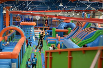 There is a huge indoor inflatable zone as well as a gravity zip line. Courtesy: Air Maniax