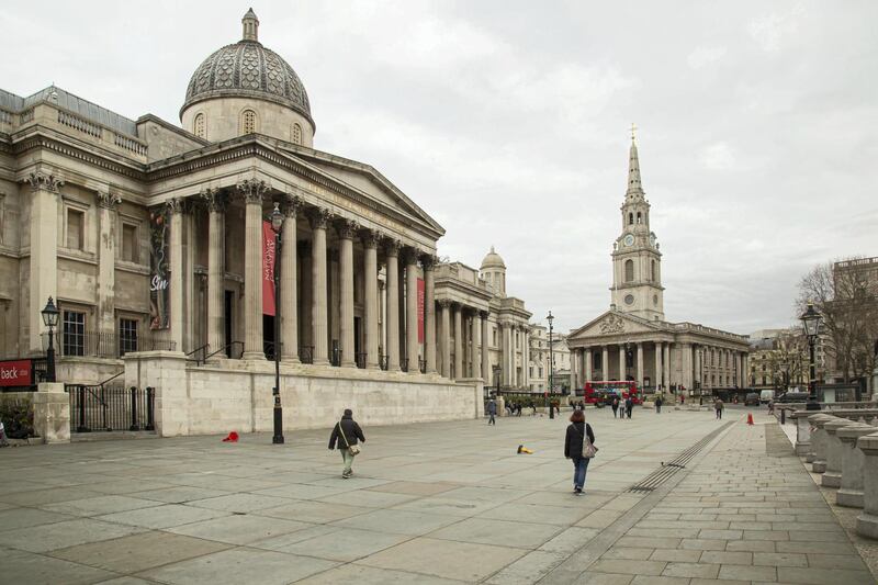 Locations in London during lockdown in the lead up to Christmas 2020. Trafalgar Square