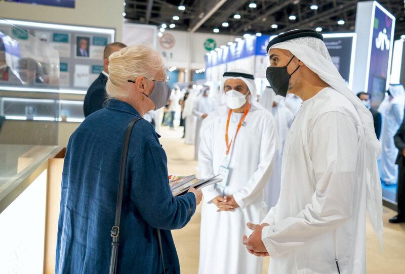 Sheikh Khalid bin Mohamed, Chairman of the Abu Dhabi Executive Office, inaugurates the 30th iteration of Abu Dhabi International Book Fair at Abu Dhabi National Exhibition Centre. All photos courtesy admedia office / Twitter