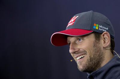 epa06085441 French Formula One driver Romain Grosjean of Haas F1 Team reacts during the press conference ahead of the Formula One Grand Prix of Great Britain at the Silverstone Circuit, in Northamptonshire, Britain, 13 July 2017. The 2017 Formula One Grand Prix of Great Britain will take place on 16 July.  EPA/VALDRIN XHEMAJ