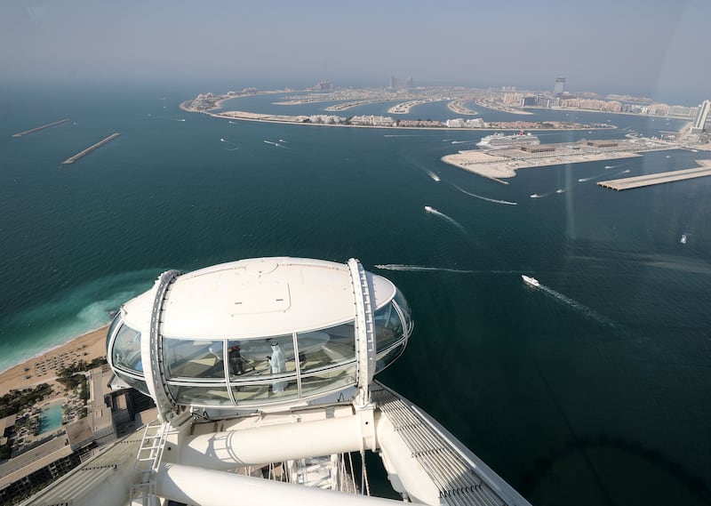 One of the pods on the Ain Dubai that offer visitors sweeping views of the city and Arabian Gulf waters. Chris Whiteoak / The National