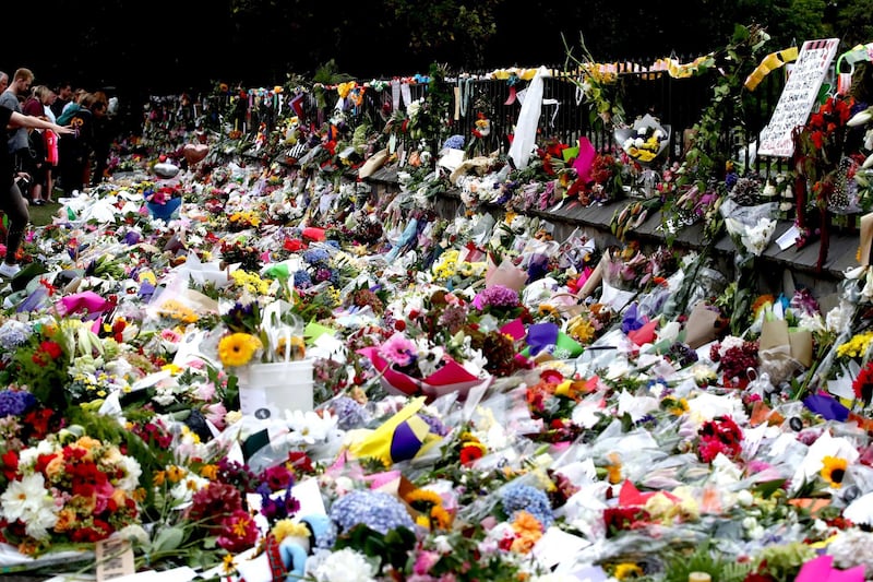 Flowers and tributes are laid at the Botanic Gardens in Christchurch. Getty Images