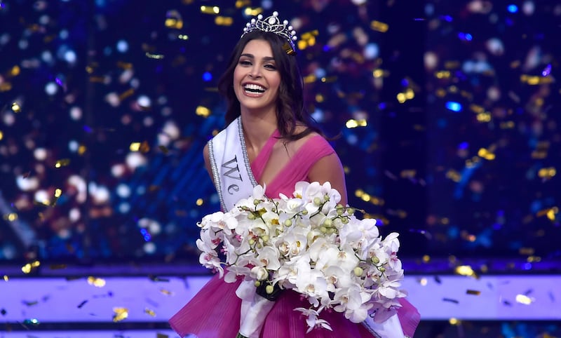 Yasmina Zaytoun after being crowned Miss Lebanon 2022 at Forum De Beirut. EPA