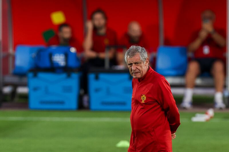 Portugal coach Fernando Santos oversees training. EPA