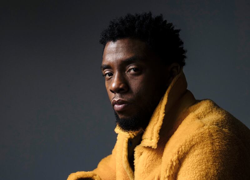 FILE - In this Feb. 14, 2018 photo, actor Chadwick Boseman poses for a portrait in New York to promote his film, "Black Panther." Boseman, who played Black icons Jackie Robinson and James Brown before finding fame as the Black Panther in the Marvel cinematic universe, died of cancer at the age of 43 on Friday, Aug. 28, 2020, his representative said. (Photo by Victoria Will/Invision/AP, File)