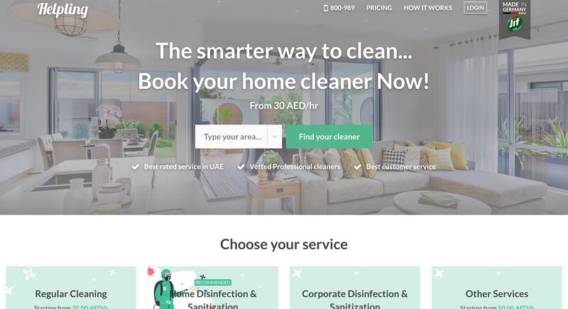 Helpling has a range of services, including cleaning.