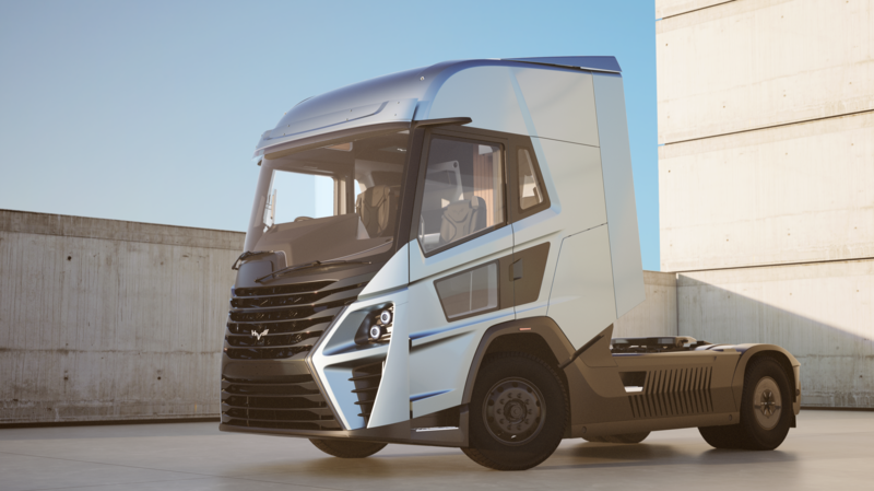 HVS's heavy goods vehicle, powered by four hydrogen cylinders, is currently in testing in England. Photo: HVS