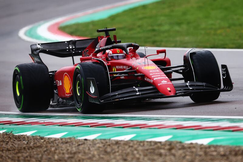 Charles Leclerc of Ferrari during qualifying in Imola. Getty