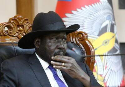 South Sudan's President Salva Kiir attends a meeting on the cutting of the number of states from 32 to 10, at the State House in Juba, South Sudan February 15, 2020. REUTERS/Jok Solomun