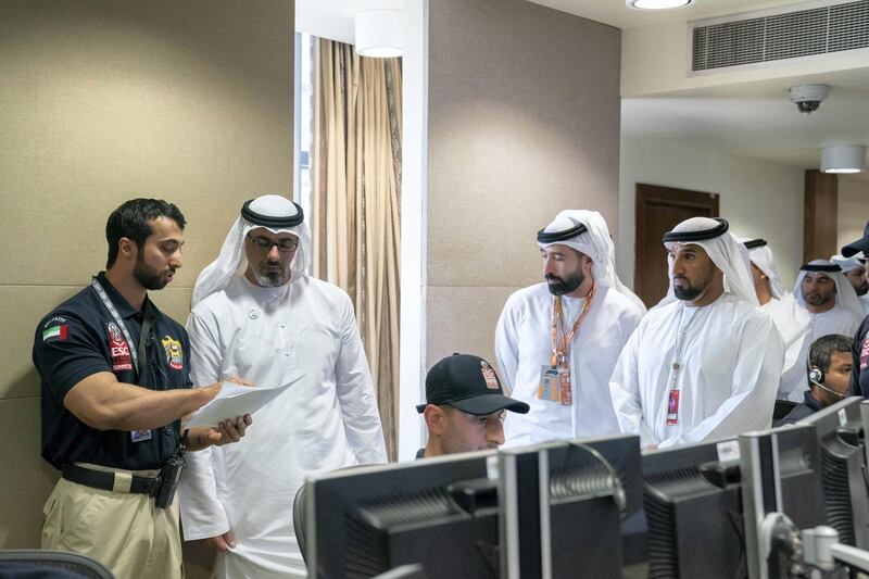 Sheikh Khalid bin Mohammed bin Zayed inspects Yas Marina Circuit. All photos Wam