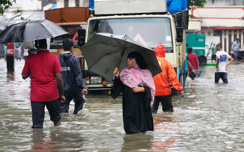 A waterlogged street in Mumbai. AP Photo