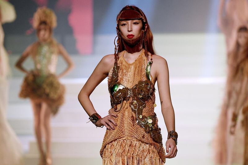 A look from Jean Paul Gaultier's final collection, presented at Spring / Summer 2020 Paris Haute Couture week. AFP