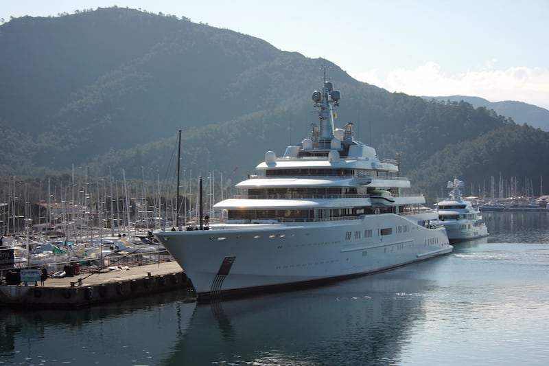 Two superyachts linked to Russian billionaire Roman Abramovich were spotted on the Turkish coast on Tuesday, 'Eclipse' and 'My Solaris'. Mr Abramovich is among several wealthy Russians added to an EU blacklist as governments act to seize their yachts and other luxury assets. AP